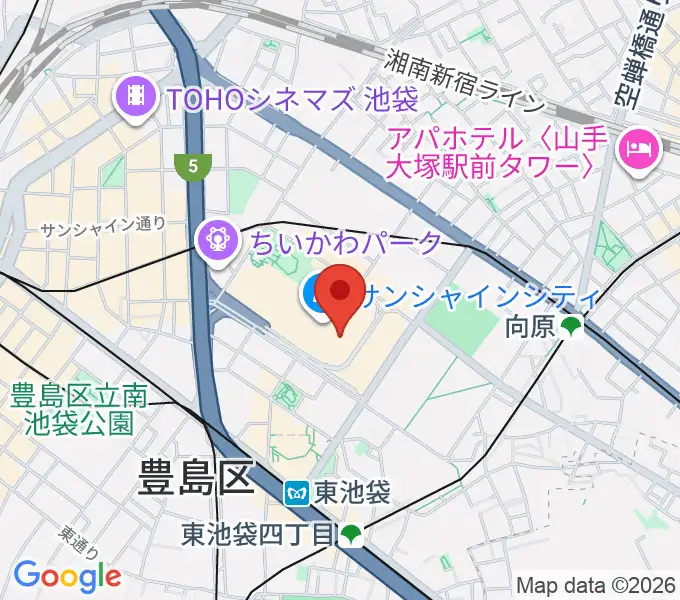 サンシャインシティ 展示ホールの地図