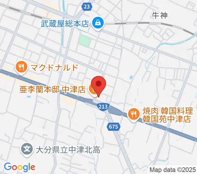 ミュージックストアナガト中津店の地図
