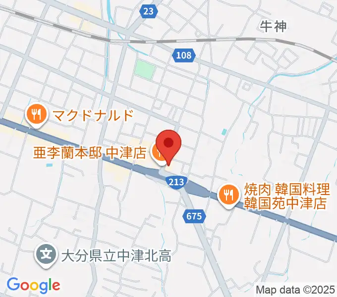 ミュージックストアナガト中津店の地図
