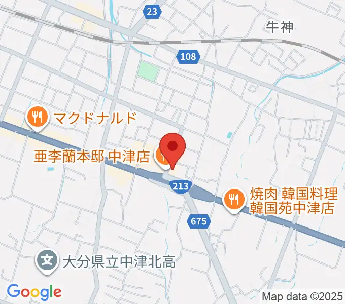 ミュージックストアナガト中津店の地図