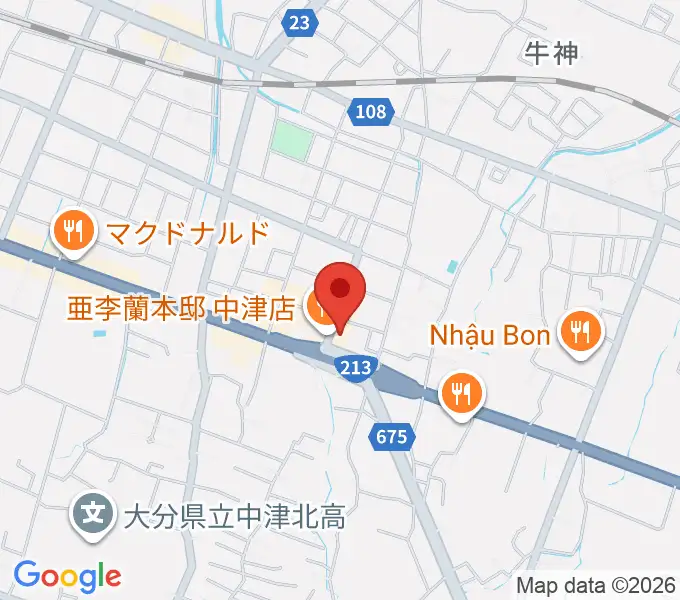 ミュージックストアナガト中津店の地図