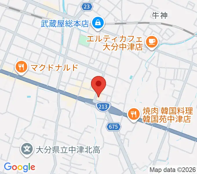 ミュージックストアナガト中津店の地図