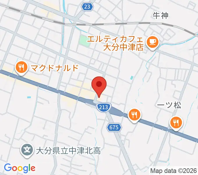 ミュージックストアナガト中津店の地図