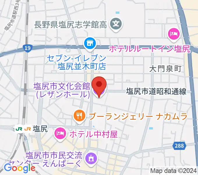 塩尻市文化会館レザンホールの地図