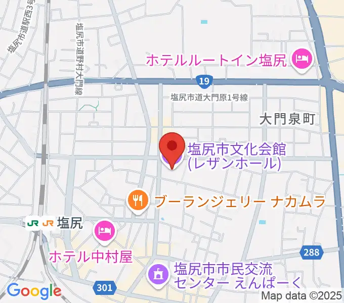 塩尻市文化会館レザンホールの地図