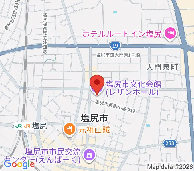 塩尻市文化会館レザンホールの地図
