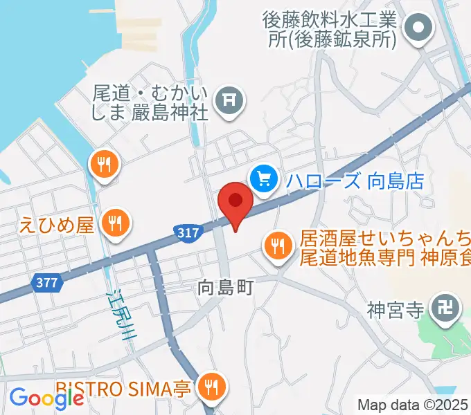 尾道市民センターむかいしま文化ホールの地図