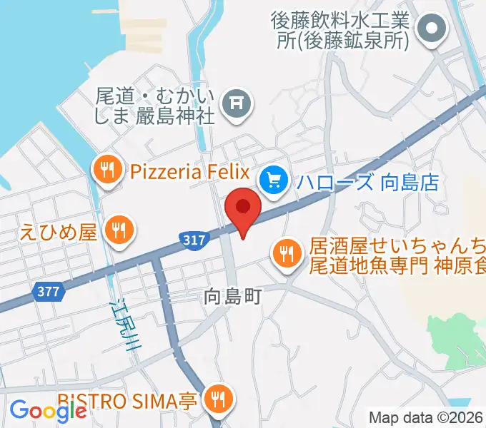 尾道市民センターむかいしま文化ホールの地図