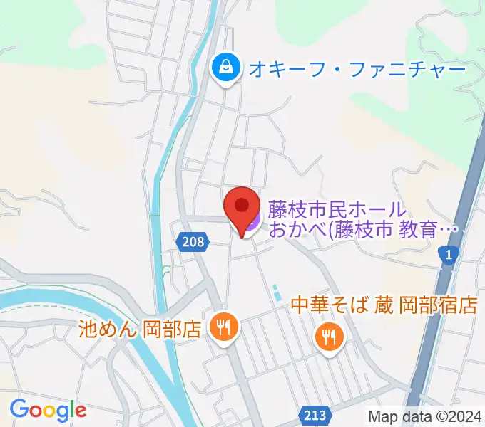 藤枝市民ホールおかべの地図