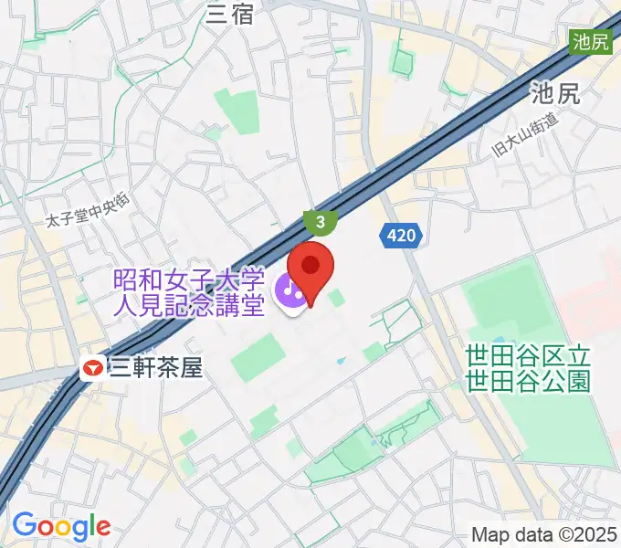 昭和女子大学人見記念講堂の地図