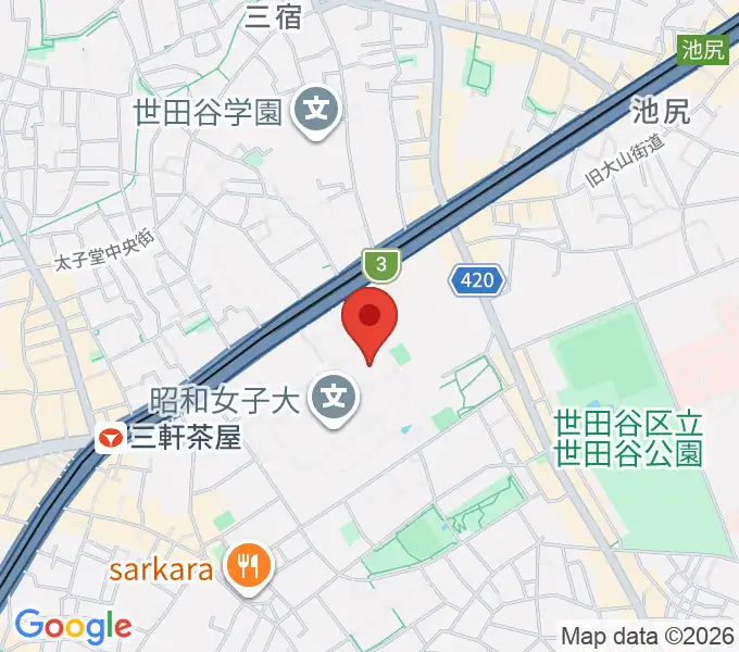 昭和女子大学人見記念講堂の地図