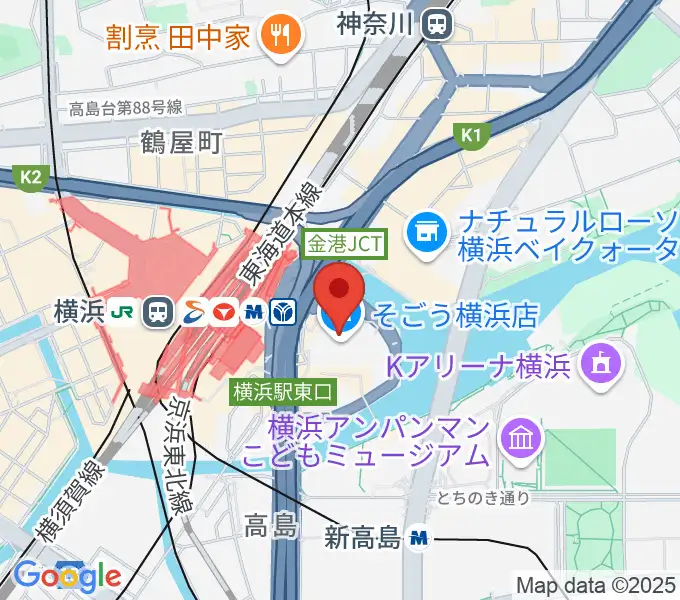 新都市ホールの地図