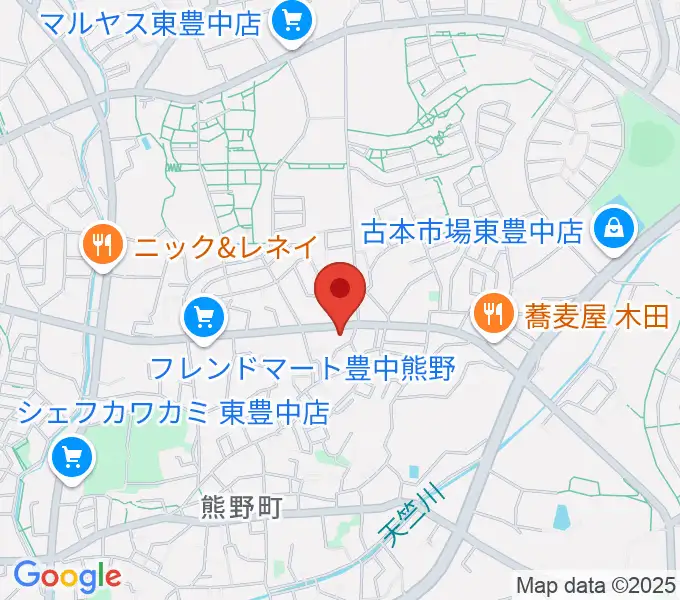 玉田ピアノ東豊中センターの地図