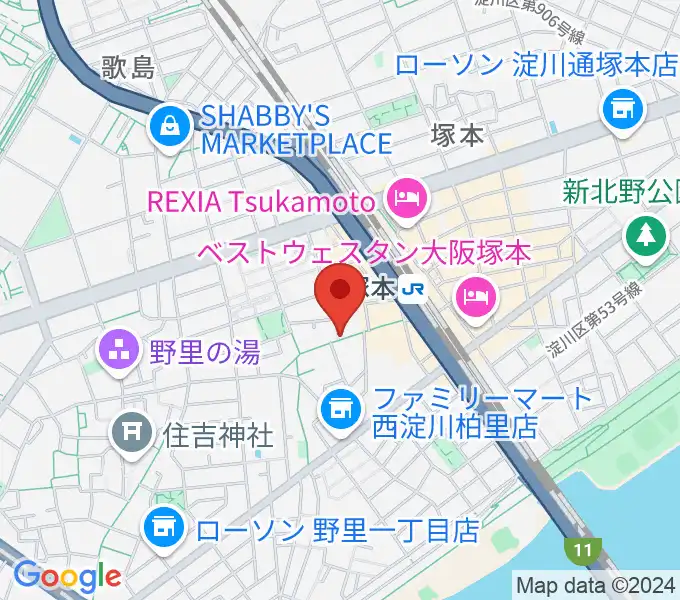 玉田ピアノ 塚本センターの地図