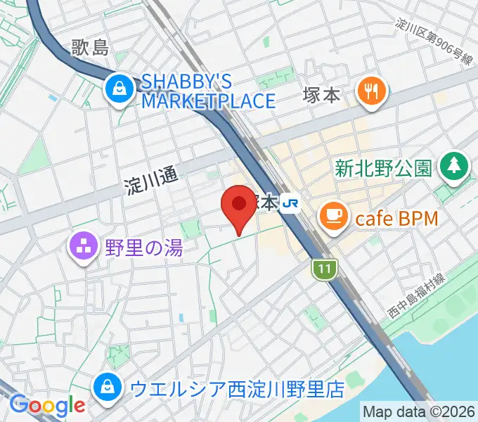 玉田ピアノ 塚本センターの地図