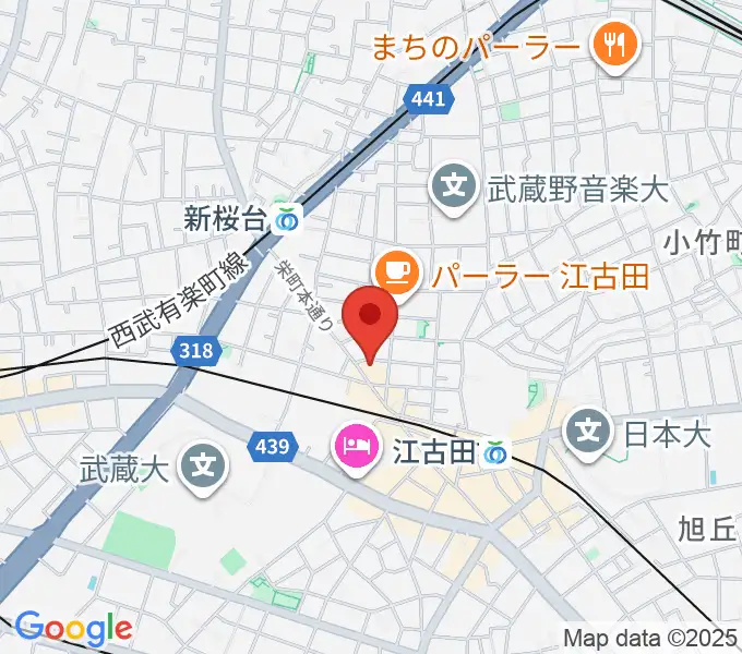 ロックンバナナ1スタジオの地図