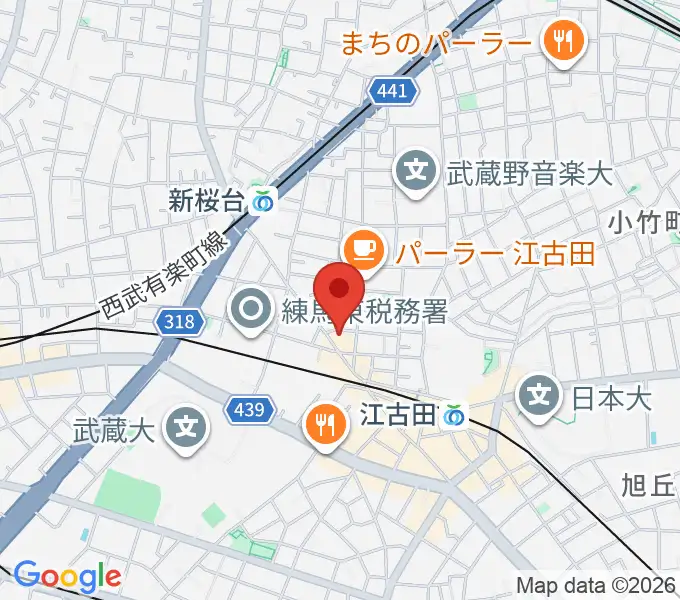 ロックンバナナ1スタジオの地図