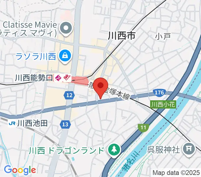 ハセガワ楽器 川西第1センターの地図