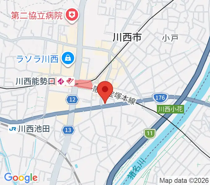 ハセガワ楽器 川西第1センターの地図