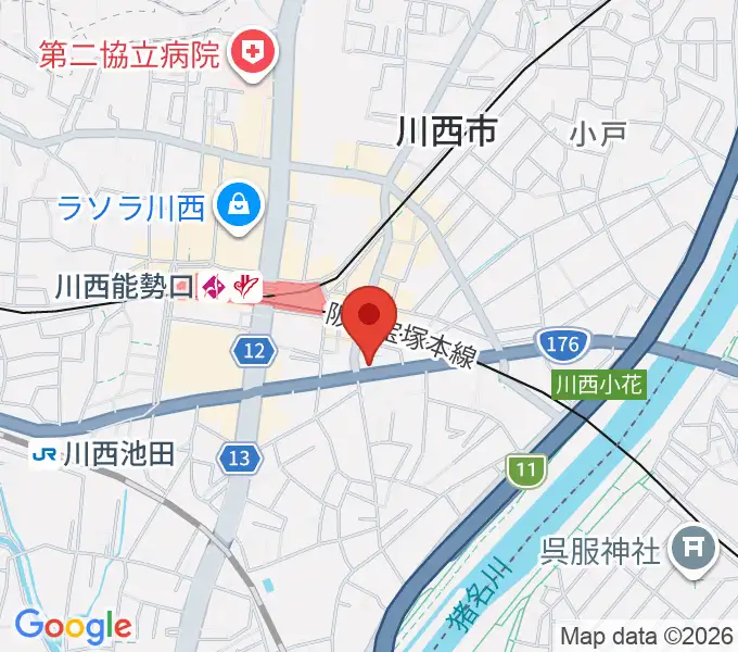 ハセガワ楽器 川西第1センターの地図