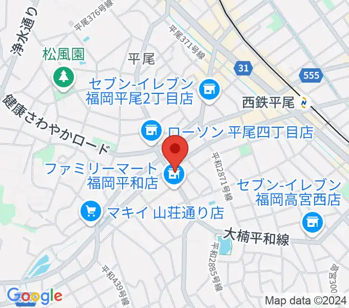 フカノ楽器店 平尾ピアノ教室の地図