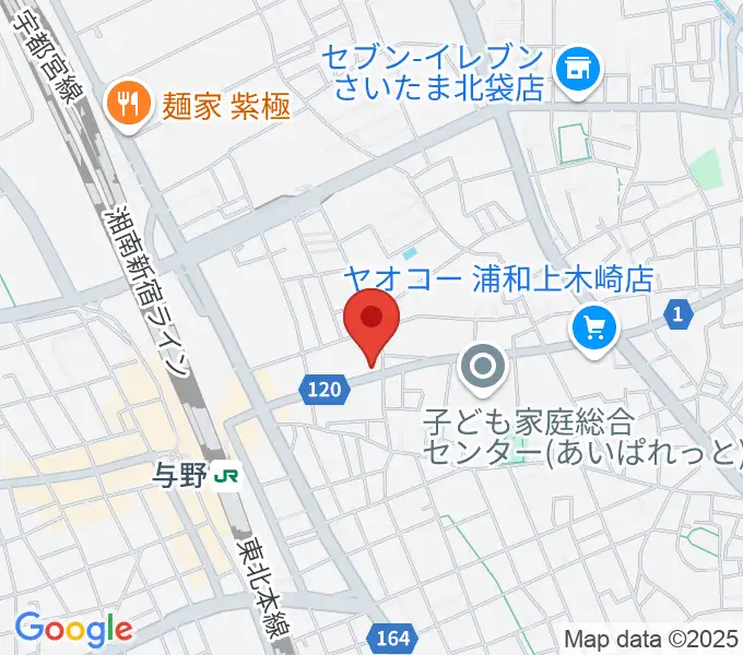 柏屋楽器 木崎ミュージックセンターの地図