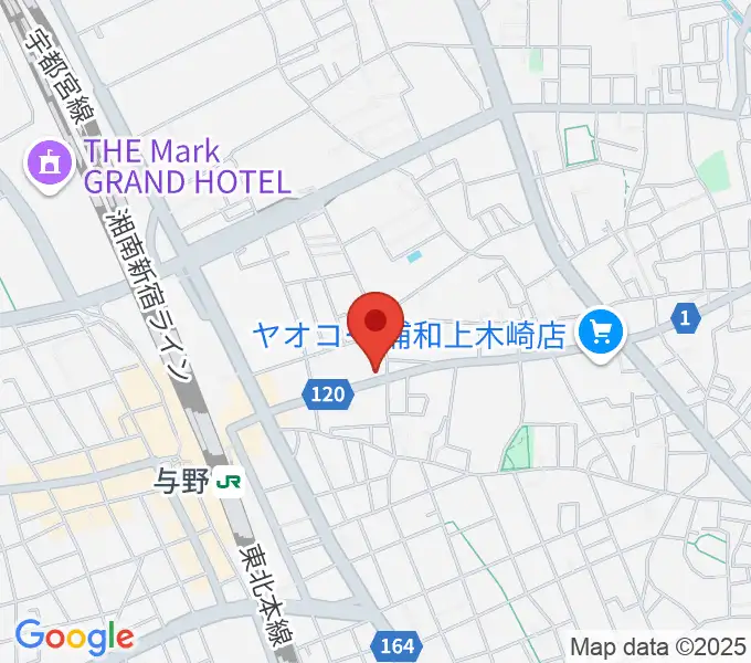 柏屋楽器 木崎ミュージックセンターの地図