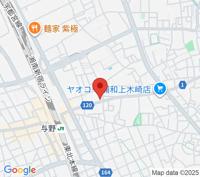 柏屋楽器 木崎ミュージックセンターの地図