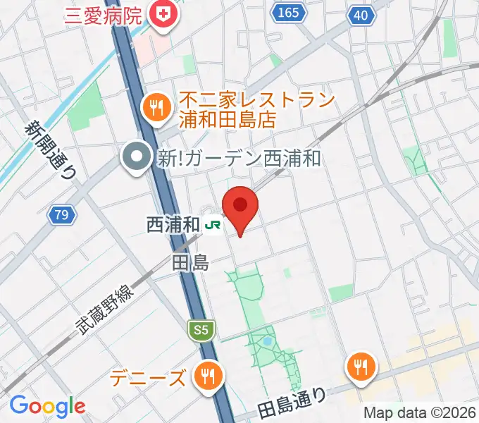 柏屋楽器 西浦和ミュージックセンターの地図