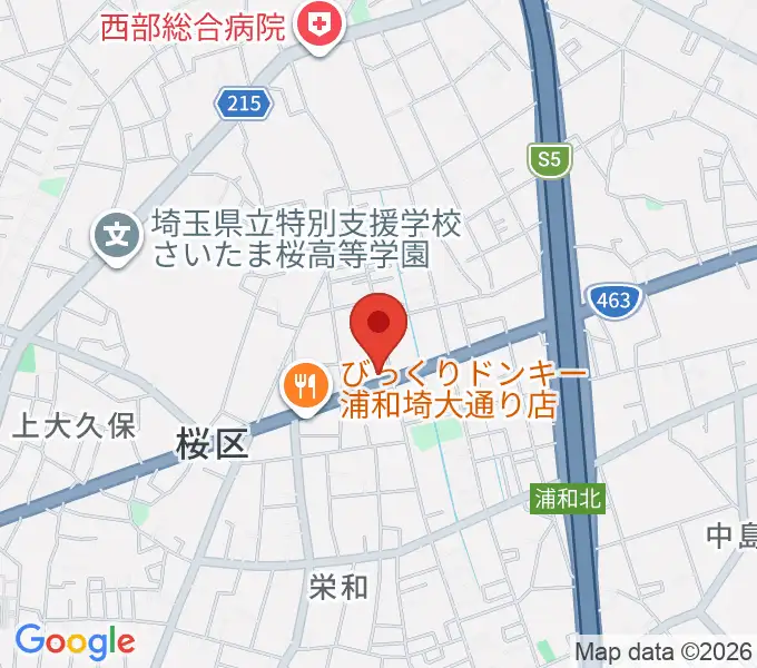 柏屋楽器 浦和西ミュージックセンターの地図