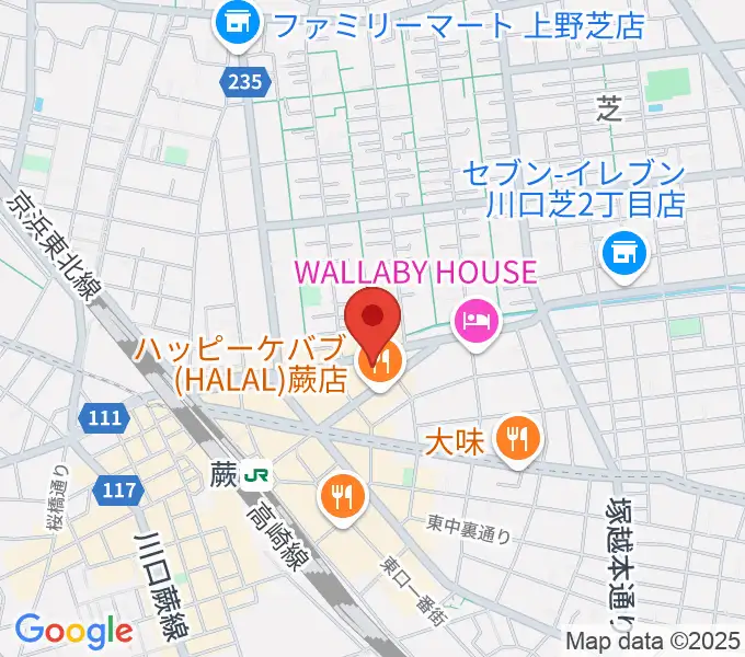 柏屋楽器 蕨ミュージックセンターの地図