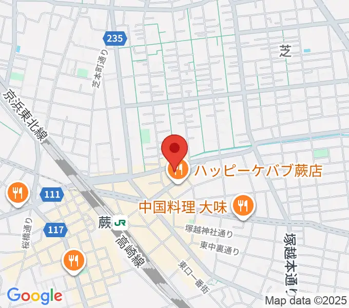 柏屋楽器 蕨ミュージックセンターの地図