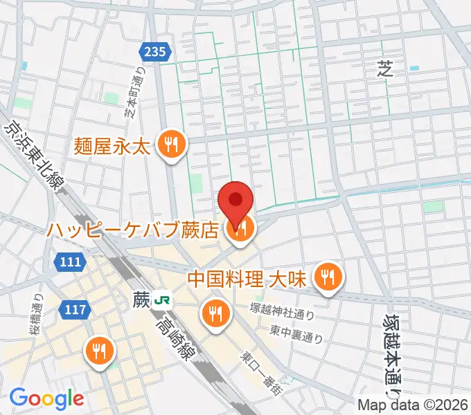 柏屋楽器 蕨ミュージックセンターの地図