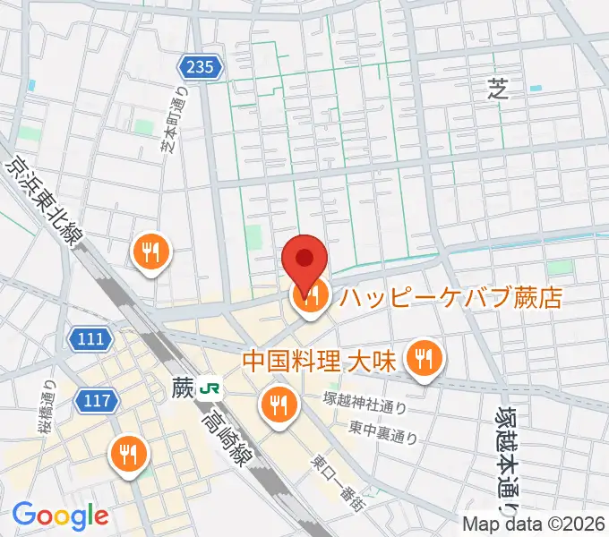 柏屋楽器 蕨ミュージックセンターの地図