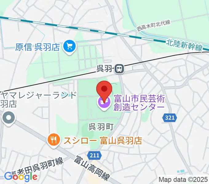 富山市民芸術創造センターの地図