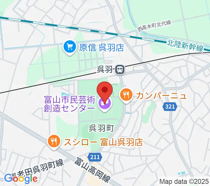 富山市民芸術創造センターの地図