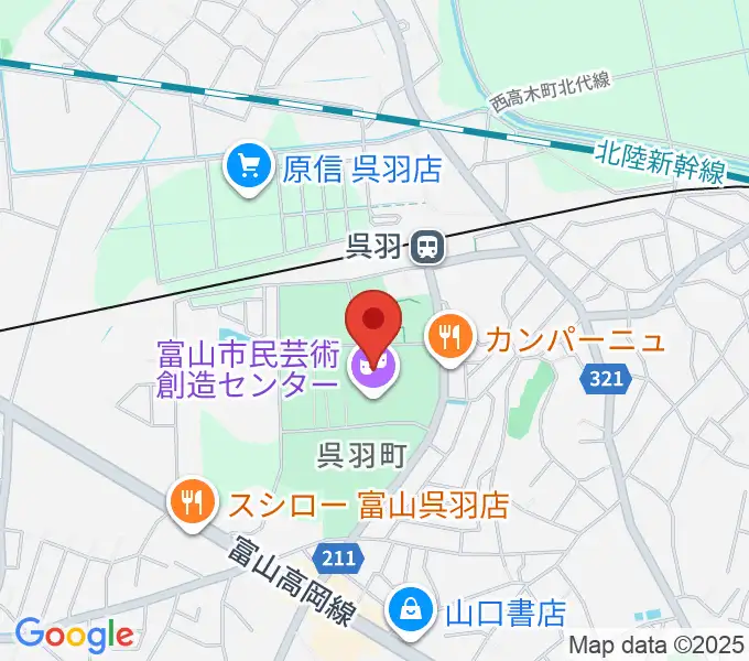 富山市民芸術創造センターの地図