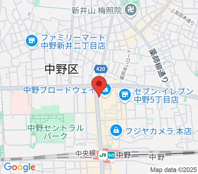なかの芸能小劇場の地図