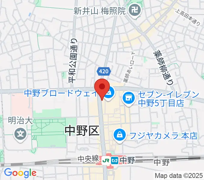 なかの芸能小劇場の地図