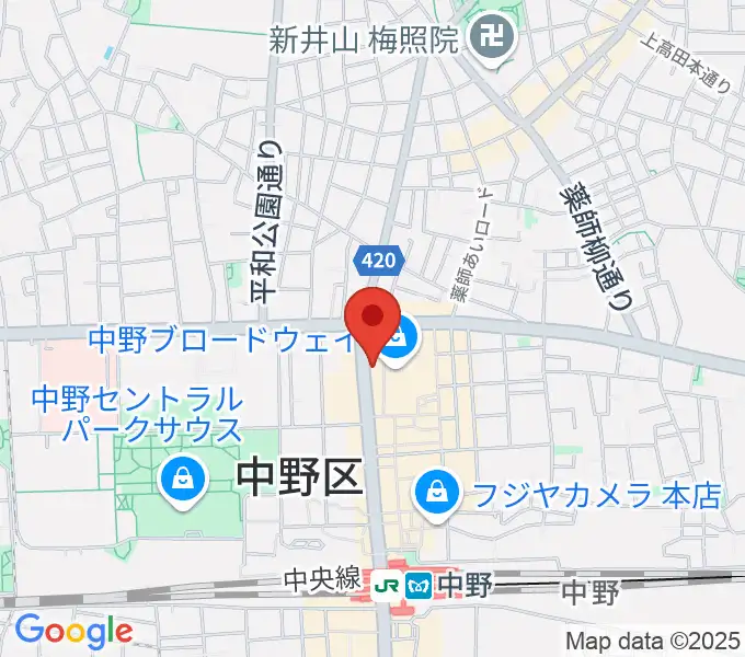 なかの芸能小劇場の地図