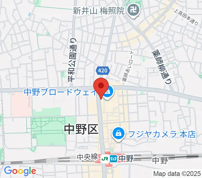 なかの芸能小劇場の地図