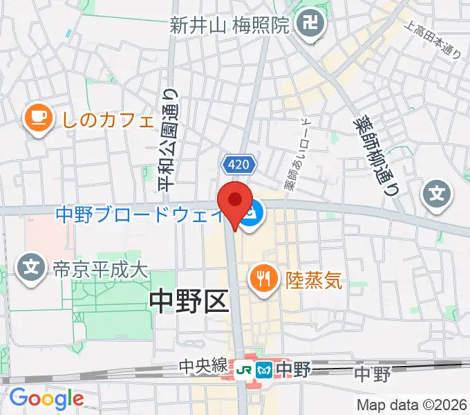 なかの芸能小劇場の地図