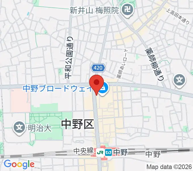 なかの芸能小劇場の地図