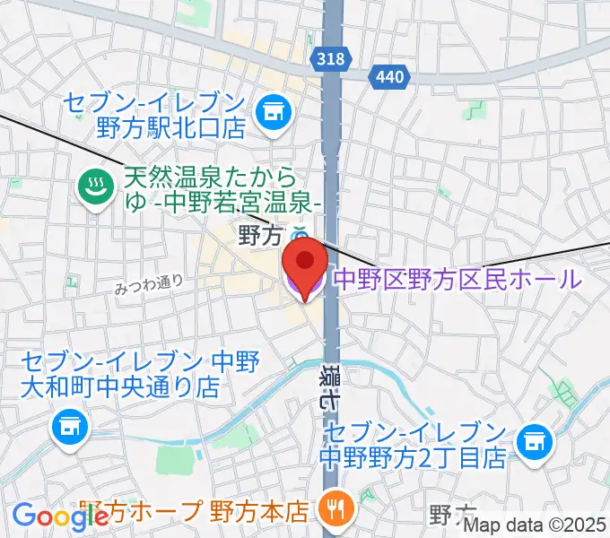 野方区民ホールの地図