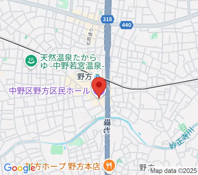 野方区民ホールの地図