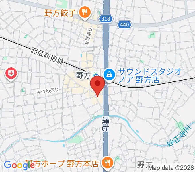 野方区民ホールの地図