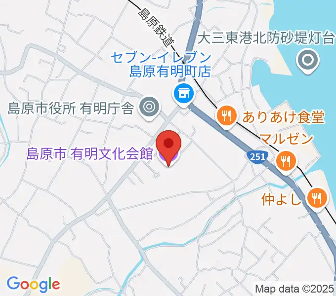 島原市有明文化会館 グリーンウェーブの地図