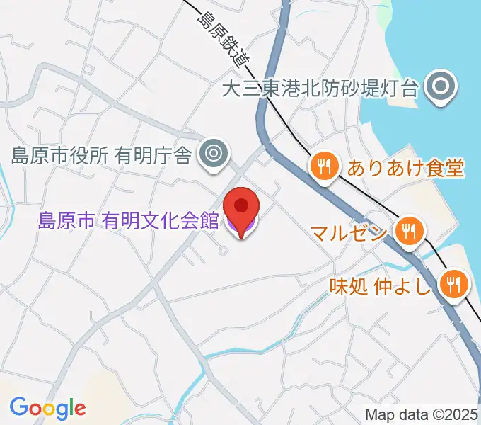 島原市有明文化会館 グリーンウェーブの地図