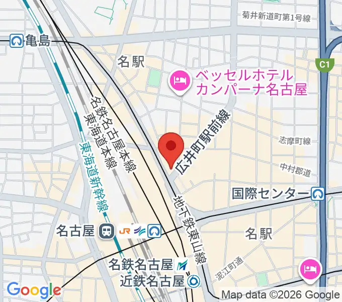 シアーミュージック名駅校の地図