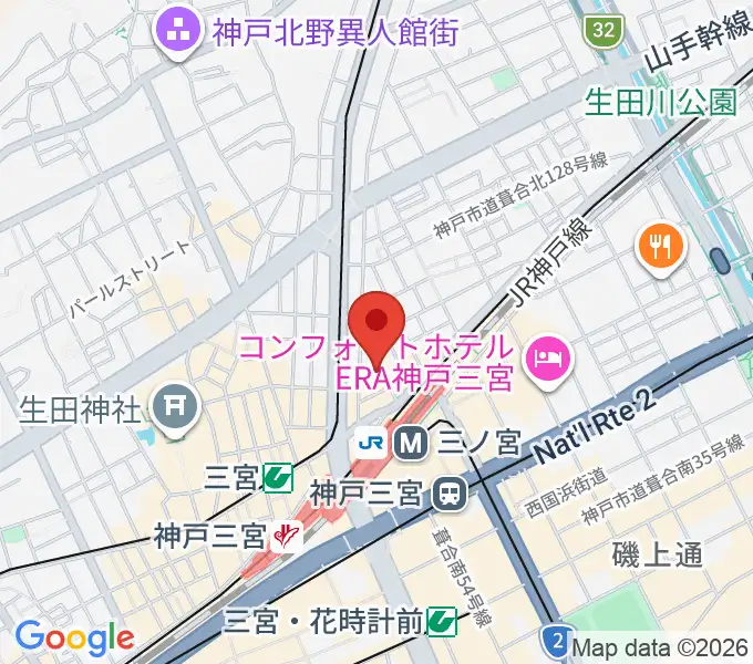 シアーミュージック 三宮校の地図
